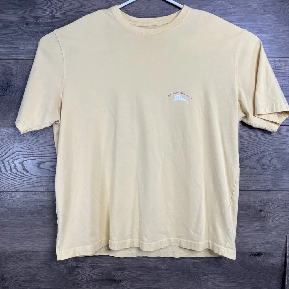 Tommy Bahama Shirt Mens XL Yellow 20 Years Of Relaxation Graphic Tee Cotton - Picture 3 of 9